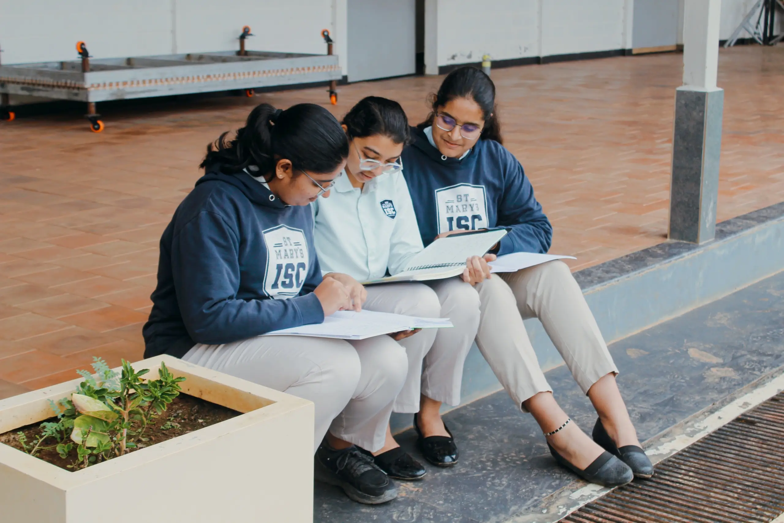 Students learning together in a campus environment